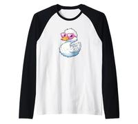 Jolies lunettes en forme de cœur avec costume de canard amusant Manche Raglan