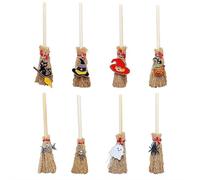 Jolies mini breloques en forme de bâton de sorcière, balai magique d'Halloween, paille artisanale, balais miniatures artificiels, petits balais de sorcière, décoration d'Halloween, décoration de balai