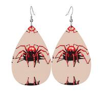 Jolies petites boucles d'oreilles en cuir en forme de goutte d'araignée rouge, décoration de vêtements, adaptées pour les fêtes, les vacances et la vie quotidienne