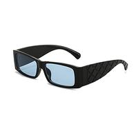 Jolies petites lunettes de soleil carrées UV400 à motifs pour homme et femme Charnière en métal Lunettes de soleil larges miroir, bleu