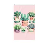 Jolies plantes succulentes de 0,9 x 1,5 m. Imprimé double face, vertical, tissu 100 % polyester, couleurs vives et durables.