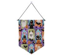 Jolies sorcières noires pour Halloween bannière suspendue avec barre télescopique drapeaux de fête pour décorations de patio extérieur en plein air dernière intervention pour festivals et drapeaux de