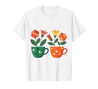 Jolies Tasses à Fleurs Illustration Rétro Botanique Amateurs d'art T-Shirt
