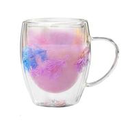 Jolies tasses esthétiques résistantes à la chaleur en verre léger | Tasses à café en verre à double paroi avec fleurs séchées pour femmes et filles, amateurs de café, de thé, de collectionneurs