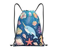 Jolies Vies Marines Bleues Sac De Natation Unisexe Sac Cordon Sacs De Sports pour Téléphone École Hommes 36X42Cm