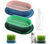 JOLIGAEA 2 Pièces Bac à Herbe à Chat Hydroponique, Kit de Culture d'herbe pour Chat, Plateau de Jardinière d'herbe à Chat, Pot de Germination Hydroponique Convient à Chats