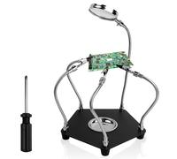 JOLIGAEA Troisième Main à Souder, Aide à Souder avec 4 Bras Flexibles & Loupe 3X, Outil de Support de Circuit Imprimé à Souder, 3eme Main Soudure pour Réparation Électronique, Soudure, Artisanat