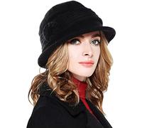 Joligiao Bonnet en Tricot Chaud Femme d'hiver Chapeau de Soleil épais Doublé Polaire Élégant Bonnet Cloche Chapeau Mignon Bobs Chapeaus pour Maman