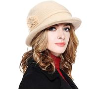 Joligiao Bonnet en Tricot Chaud Femme d'hiver Chapeau de Soleil épais Doublé Polaire Élégant Bonnet Cloche Chapeau Mignon Bobs Chapeaus pour Maman