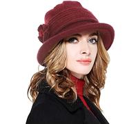 Joligiao Bonnet en Tricot Chaud Femme d'hiver Chapeau de Soleil épais Doublé Polaire Élégant Bonnet Cloche Chapeau Mignon Bobs Chapeaus pour Maman