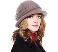 Joligiao Bonnet en Tricot Chaud Femme d'hiver Chapeau de Soleil épais Doublé Polaire Élégant Bonnet Cloche Chapeau Mignon Bobs Chapeaus pour Maman