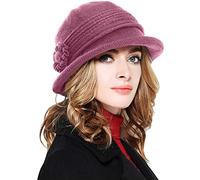 Joligiao Bonnet en Tricot Chaud Femme d'hiver Chapeau de Soleil épais Doublé Polaire Élégant Bonnet Cloche Chapeau Mignon Bobs Chapeaus pour Maman