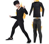 Joligiao Ensemble de sous-Vêtement Thermique pour Garçon Séchage Rapide T Shirt Manches Longues Et Caleçon Long Enfant Base Layer sous-Vêtements pour L'entraînement Sport