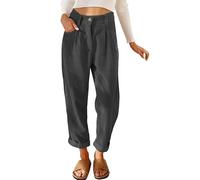 Joligiao Pantalon en Velours Côtelé pour Femme Pantalon Décontracté Taille élastique Pantalon avec Poche Zippé Bouton Fermeture Éclair Chaud Pantalon Femme Chic et Elegant Hiver