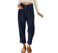 Joligiao Pantalon en Velours Côtelé pour Femme Pantalon Décontracté Taille élastique Pantalon avec Poche Zippé Bouton Fermeture Éclair Chaud Pantalon Femme Chic et Elegant Hiver