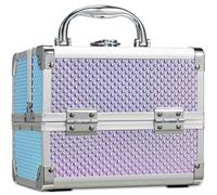 Joligrace Boîte de maquillage pour filles avec miroir, organiseur de bijoux, poids léger, verrouillable avec clés (violet)