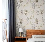 JOLIHOME Effet Feuilles et Fruits Beige Papier Peint Auto-Adhésif Marron et Gris Vintage Papier de Contact Plastique Autocollant Film Vinyle Rouleaux pour Chambre à Coucher Surface 44.5x500cm