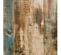 JOLIHOME Papier Adhesif pour Meuble Bois Vintage Marron Papier Peint Rayure Bleu Bois Vieilli Papier Peint Adhesif Mural Vinyl pour Chambre Salon Cuisine Porte Cabinet Decoratif 44x1000 cm