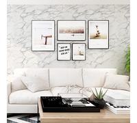JOLIHOME Papier Peint Auto-Adhésif en Marbre Blanc Sticker Mural Noir Film Vinyle Étanche pour Cuisine Chambre Salle de Bain Armoire Tiroir Comptoir 40x500cm