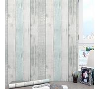 JOLIHOME Papier Peint Vert et Gris Effet Bois à Décoller et à Coller Rouleau de Papier de Contact Amovible et Imperméable Film Vinyle Décoratif pour Porte Armoire Salle de Bain 44.5x500cm