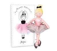 Jolijou - Ma Petite Ballerine - Poupée en Tissu Danseuse - Margot - Boite Cadeau - 35 Cm - Tutu Rose et Noir, Chaussons de Danse, Noeud et Justaucorps - Idée Cadeau de Naissance Fille - JJ6037