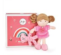 Jolijou - Ma Première Poupée - Mlle Rose - Boite Cadeau - 21 Cm - Avec Doudou Ourson - Bouclettes Châtain à Manipuler - Idée Cadeau de Naissance Fille - JJ6006