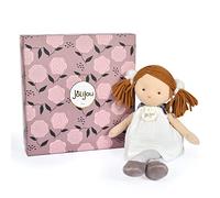 JOLIJOU - Poupée de Chiffon Les Doucettes - Nina - Robe Blanche/ Cheveux Bruns - 30 cm - Élégante et Mignonne - Idée Cadeau de Naissance pour Enfants - Robe Chic, Collants et Chaussons - JJ6011