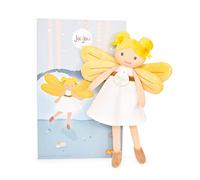 Jolijou - Poupée Fée de la Forêt en Tissu - Aurore - Boite Cadeau - 25 Cm - Doudou Blanc et Jaune - Développement de l'Imagination - Idée Cadeau de Naissance Fille - JJ6032