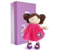 Jolijou - Poupée Tendre Brune - Lollipop - Bouclettes - 28 cm - DC3133 | Bouclettes à Manipuler - Robe Rose et Chaussons - Avec Boîte Cadeau - Lavable à 30° - Dès la Naissance - Idée Cadeau Original