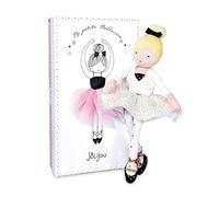 Jolijou - Poupée Tissu Danseuse - Petite Ballerine - Anaïs - 35 cm - JJ6035 | Justaucorps, Tutu, Chaussons de Danse et Nœud - Tutu Blanc à Plumetis Doré - Avec Boîte Cadeau - Idée Cadeau de Naissance