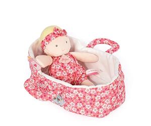Jolijou - Poupon Bébé avec Couffin - Marylou - Rose - 20 Cm - Facile à Transporter - Jeu d'Imitation - Développement de l'Imagination - Idée Cadeau de Naissance Fille - JJ6008