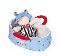 Jolijou - Poupon Chiffon Couffin Matelassé - Mathis - Bleu - 20 cm - JJ6009 | Poupon et Biberon - Facile à Transporter - Jeu d'Imitation et Développement de l'Imagination - Idée Cadeau Naissance Bébé