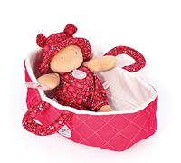 JOLIJOU - Poupon Couffin Matelassé - Maëlle - Framboise - 20 cm - Facile à Transporter - Jeu d'Imitation - Développement de l'Imagination - Idée Cadeau de Naissance Enfants - JJ6010
