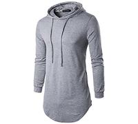 JOLIME Homme Sweat-Shirt à Capuche Long T-Shirt à Manches Longues Hip Hop Hipster Tee Shirt Top