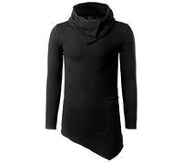 JOLIME Sweat Homme Sweat-Shirt Manches Longues Col Châle Asymetrique Pull Chaud Décontracté Noir EU 3XL=Tag 4XL