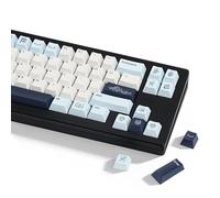 JOLINTAL Jolies touches PBT 130 touches, style minimaliste, bleu, blanc, dessin animé, capuchons de touches de clé à sublimation pour commutateurs Cherry MX Clavier de jeu mécanique 60 % 75 % 100 %
