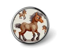 Jolis badges décoratifs en forme de cheval, ronds et durables, en alliage d'aluminium, légers et décoratifs, pour chemises, vestes, chapeaux et uniformes, 2,5 cm