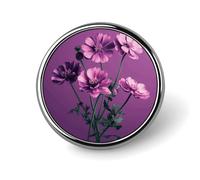 Jolis badges décoratifs en forme de fleurs violettes en alliage d'aluminium durable, broche ronde légère pour chemises, vestes, chapeaux, uniformes - 2,5 cm