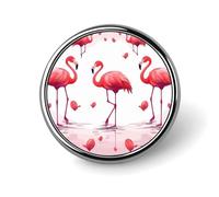 Jolis badges flamants roses décoratifs, badge rond en alliage d'aluminium durable, broche bouton légère pour chemises, vestes, chapeaux, uniformes 1"