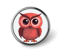 Jolis badges hiboux rouges décoratifs, badge rond en alliage d'aluminium durable, broche bouton légère pour chemises, vestes, chapeaux, uniformes 1"