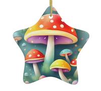 Jolis champignons colorés en céramique à motifs d'étoiles | Parfait pour les fêtes de Noël en famille, les cheminées de cheminée et les présentoirs de table de vacances