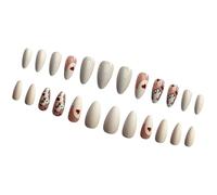 Jolis chats à coller sur les ongles en forme de cœur, couverture complète, faux amande, fournitures de manucure pour fête en forme d'amande