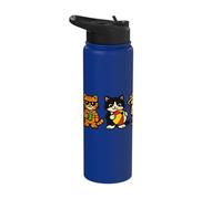 Jolis chats dans une rangée Squad Funny Summer Vacation Vibes Stainless Steel Insulated Water Bottle