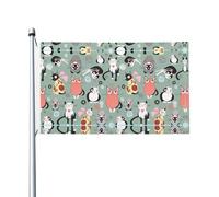 Jolis chats de dessin animé (1) drapeaux de jardin à motifs, drapeaux décoratifs double face, adaptés pour les pelouses, balcons, porches, etc.