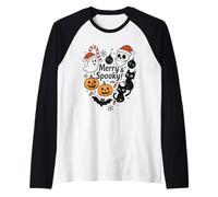 Jolis Chats effrayants Halloween Noël citrouilles crânes Manche Raglan