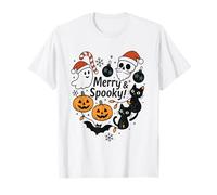 Jolis Chats effrayants Halloween Noël citrouilles crânes T-Shirt
