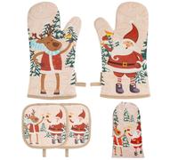 Jolis de Noël - 1 Set de maniques et maniques résistants à la Chaleur avec Motifs de Noël Décoration de Cuisine de
