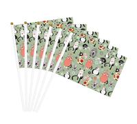 Jolis drapeaux à main imprimés de chats de dessin animé, drapeaux polyvalents pour fête, défilé, célébration, vacances, mariage, décoration d'intérieur