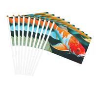 Jolis drapeaux à main imprimés de poissons koï polyvalents pour fête, défilé, célébration, vacances, mariage, décoration d'intérieur