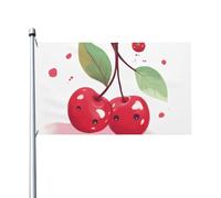 Jolis drapeaux cerises pour l'extérieur - 91 x 152 cm - Drapeau de jardin saisonnier double face avec œillets - Drapeau d'extérieur pour décoration de maison, toile de fond pour photo